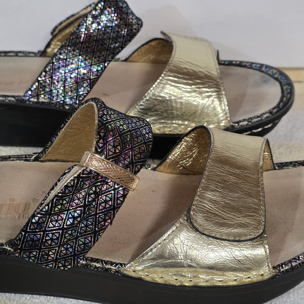Alegria Women Sandal KAR 283 Glitz Gold Size 9 EUR 39 Shoes Sparkle Adjustable - Picture 2 of 15